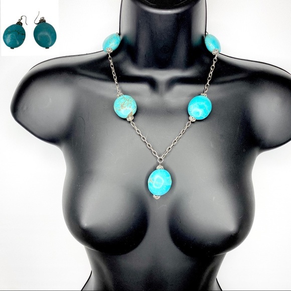 HDNY Henry Designs Faux Turquoise Necklace Earring - Picture 2 of 16